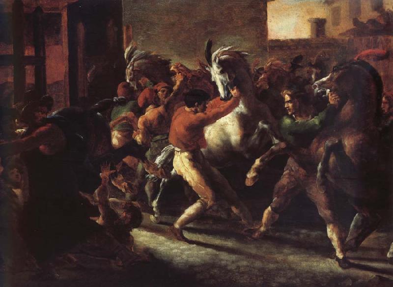 Theodore   Gericault Study to the race of the wild horses